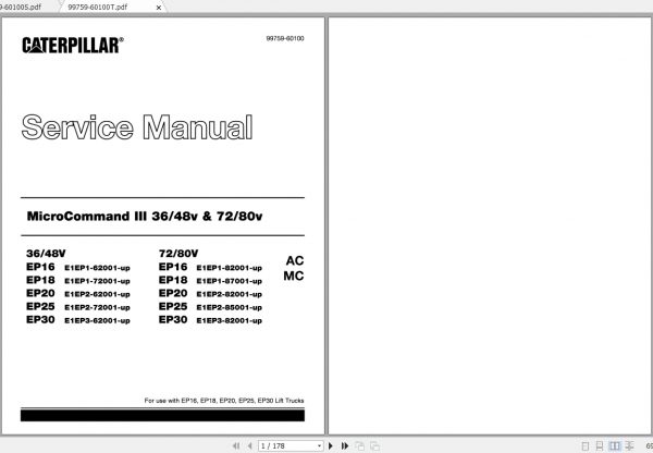 Caterpillar Lift Truck EP16 72 80V MCIII Service Manuals 1