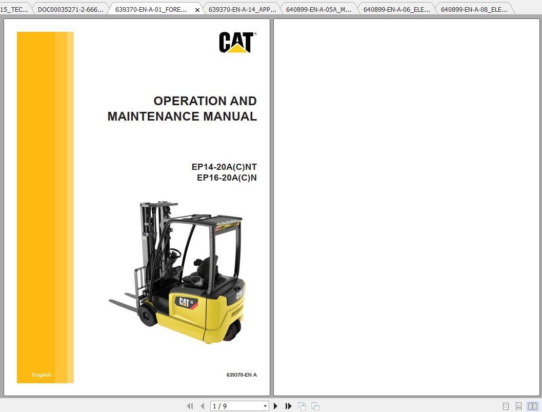 Caterpillar Lift Truck EP18ACNT Service Manuals
