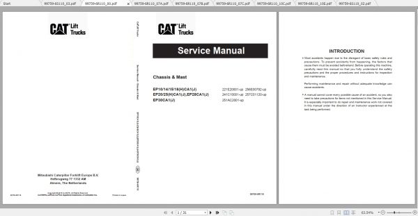 Caterpillar Lift Truck EP18CA1J Service Manuals 1