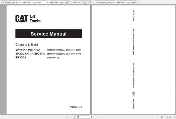 Caterpillar Lift Truck EP18CA Service Manuals 1