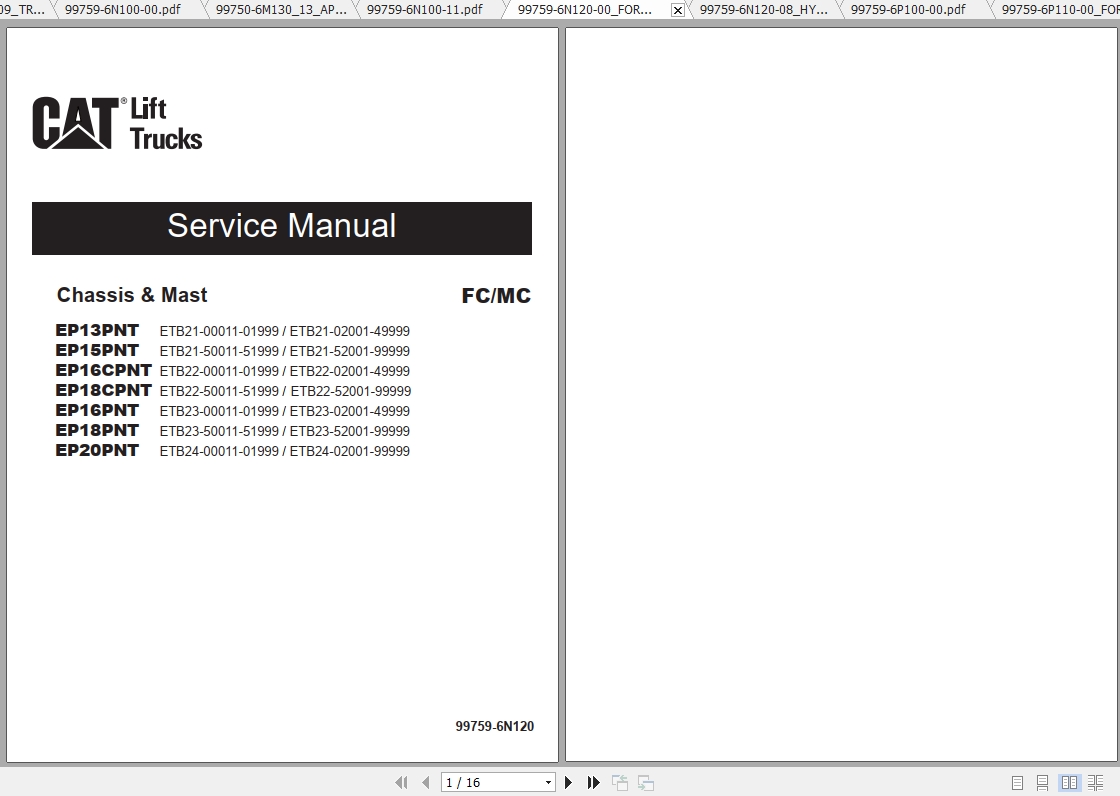 Caterpillar Lift Truck EP18CPNT Service Manuals 2
