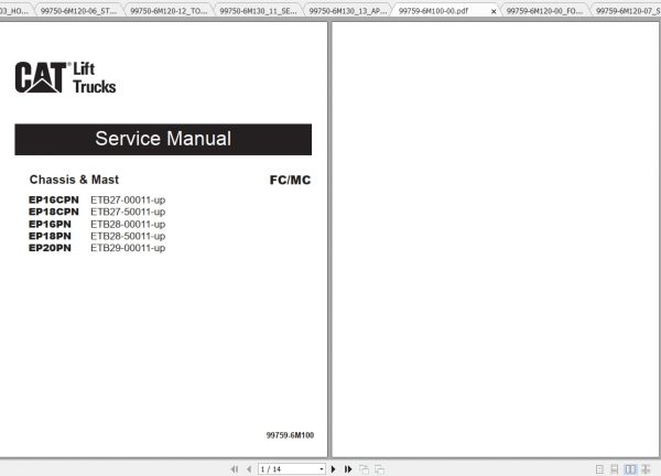 Caterpillar Lift Truck EP18CPN Service Manuals 1