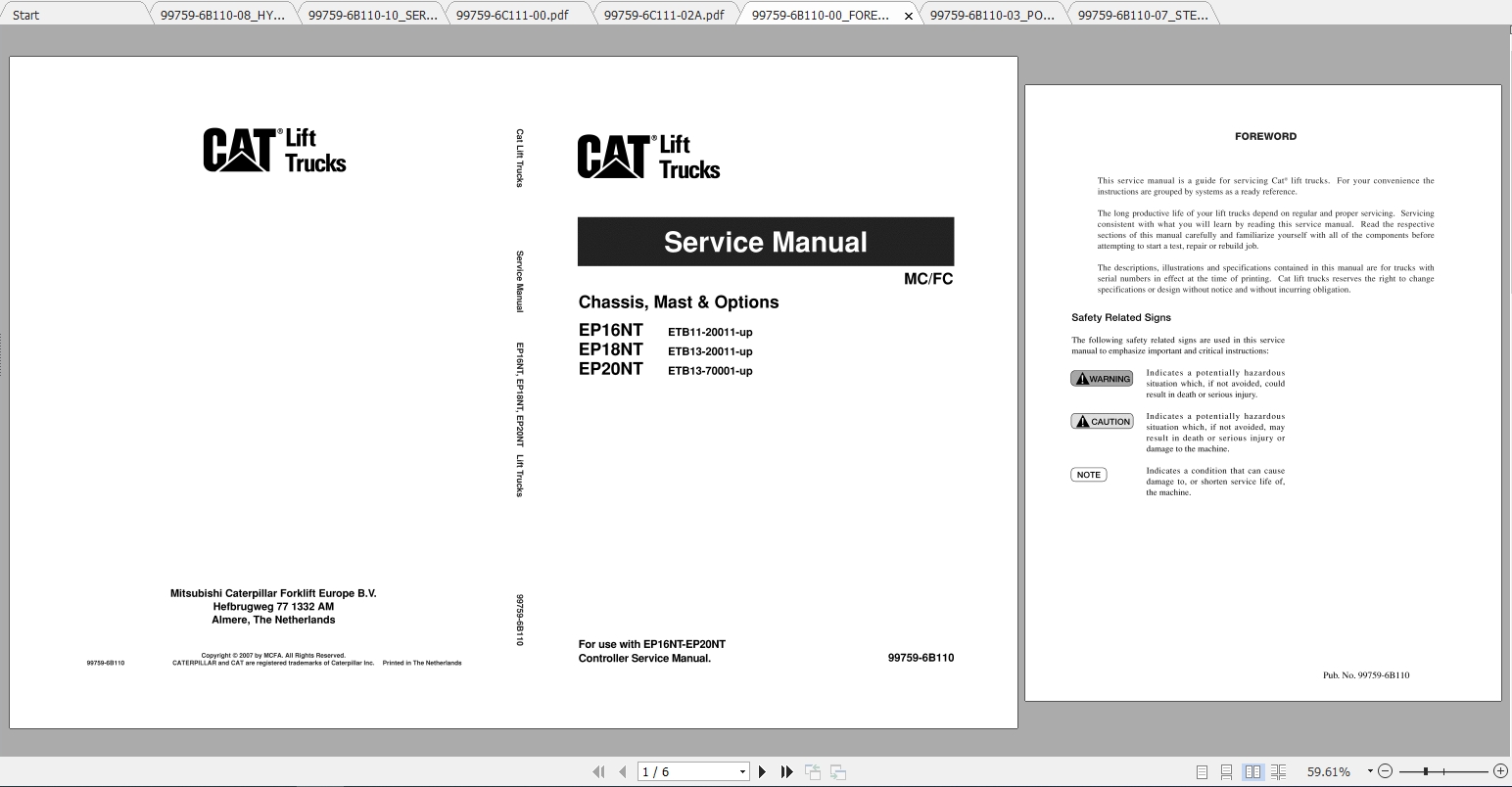 Caterpillar Lift Truck EP18NT Service Manuals 1