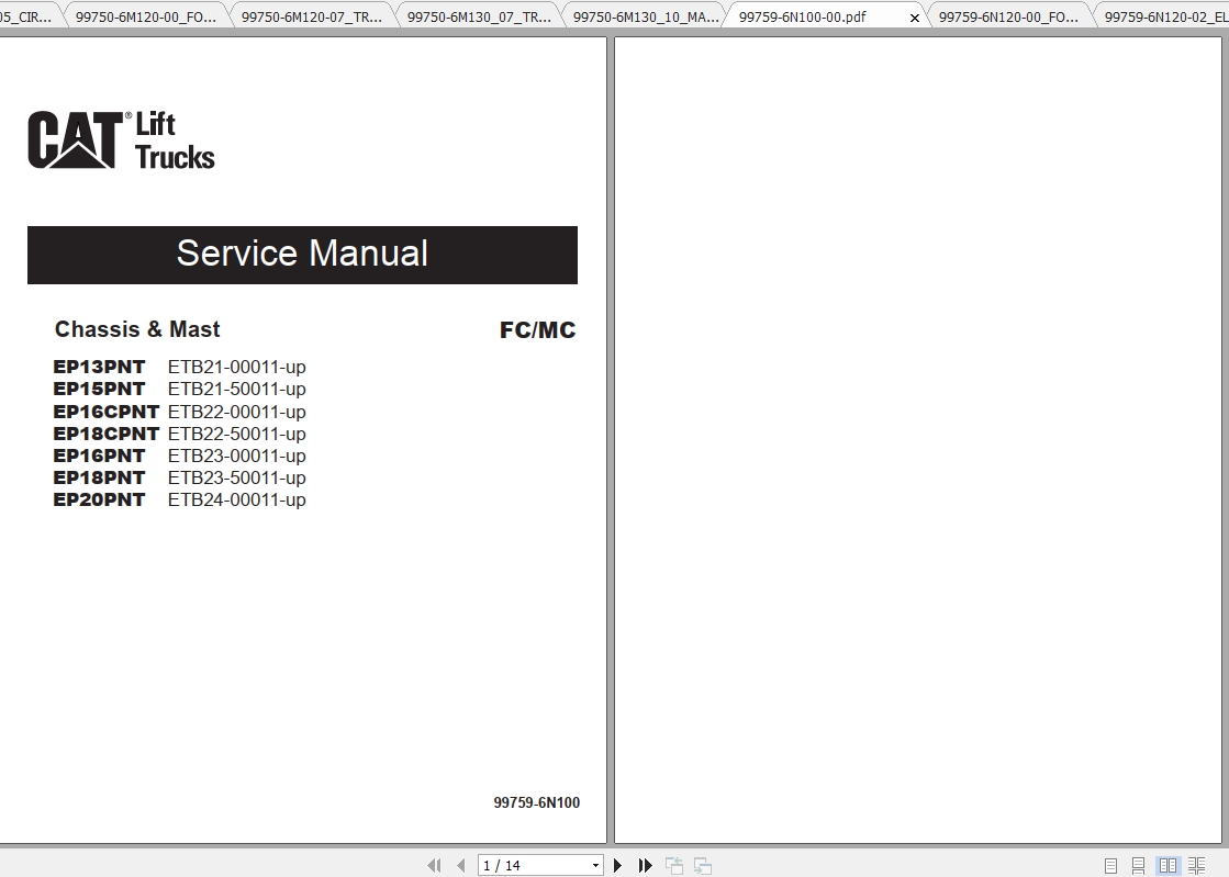 Caterpillar Lift Truck EP18PNT Service Manuals 1