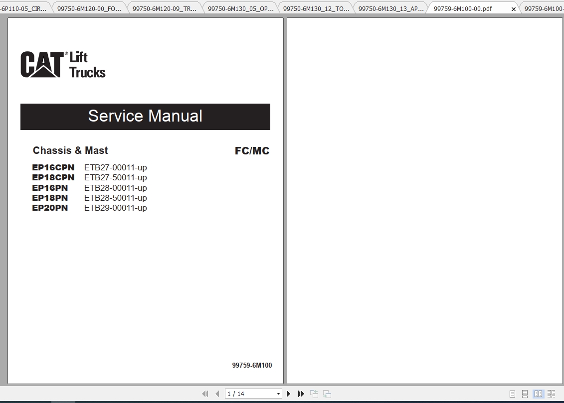 Caterpillar Lift Truck EP18PN Service Manuals 1