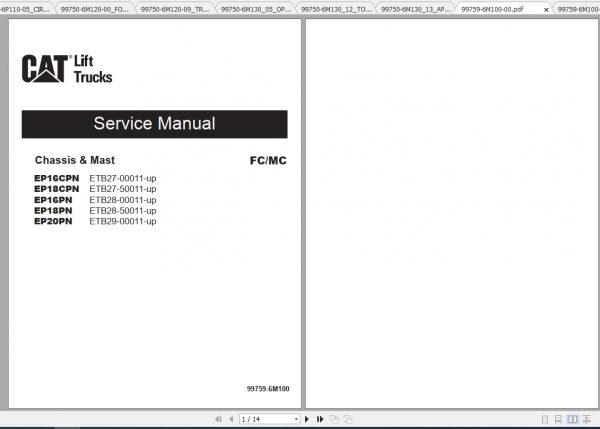 Caterpillar Lift Truck EP18PN Service Manuals 15qPxK