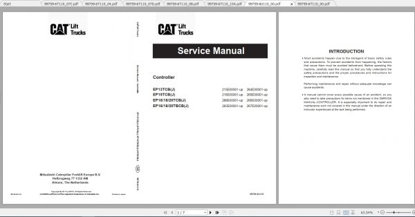 Caterpillar Lift Truck EP18TBCBJ Service Manuals 1