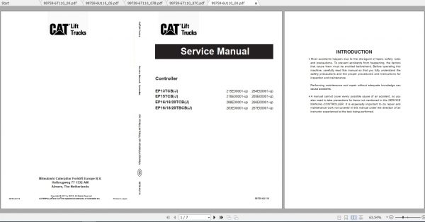 Caterpillar Lift Truck EP18TCBJ Service Manuals 1