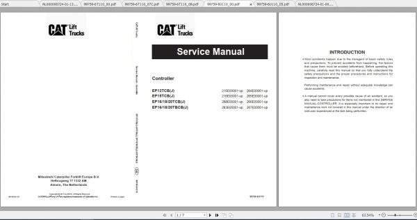 Caterpillar Lift Truck EP18TCB Service Manuals 1
