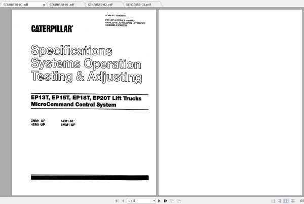 Caterpillar Lift Truck EP18T 48V Service Manuals 1