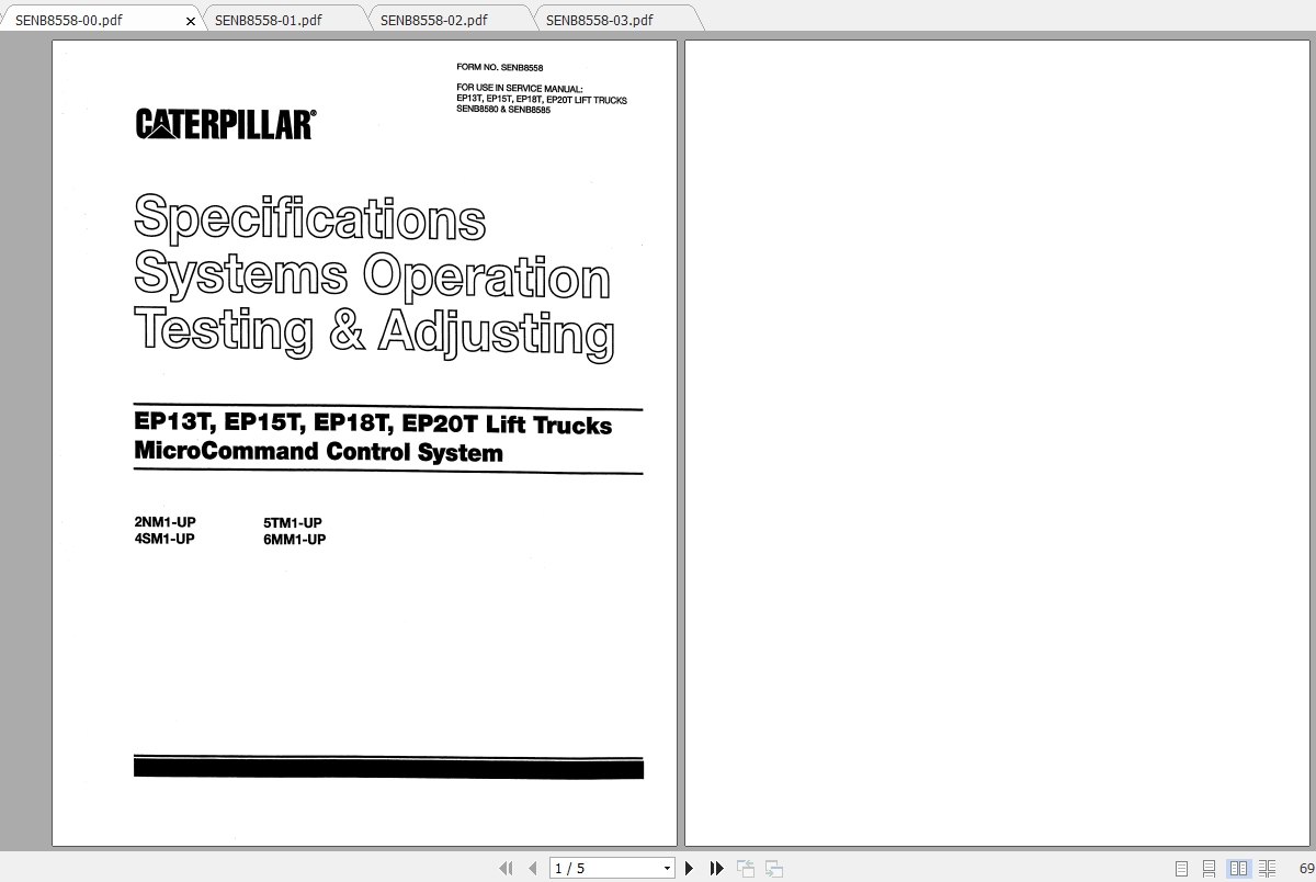 Caterpillar Lift Truck EP18T 48V Service Manuals 1