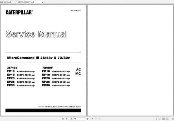 Caterpillar Lift Truck EP18 36 48V MCIII Service Manuals 1