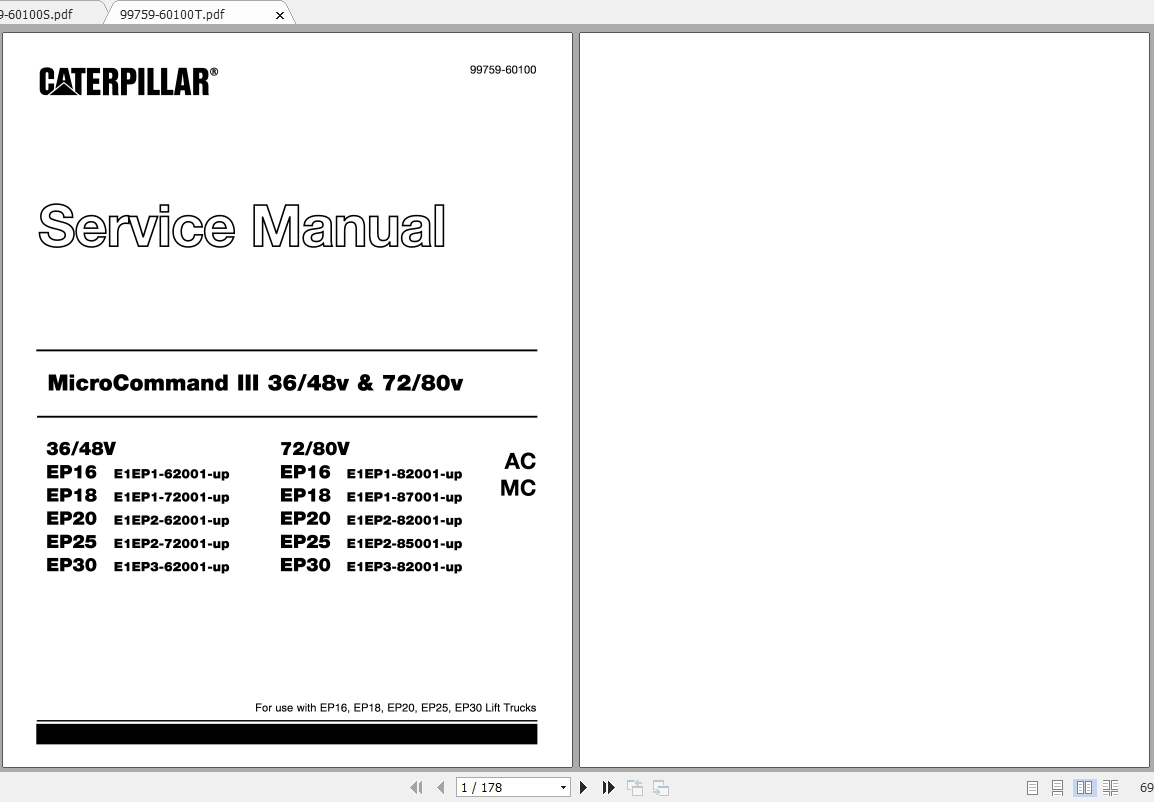 Caterpillar Lift Truck EP18 36 48V MCIII Service Manuals 1