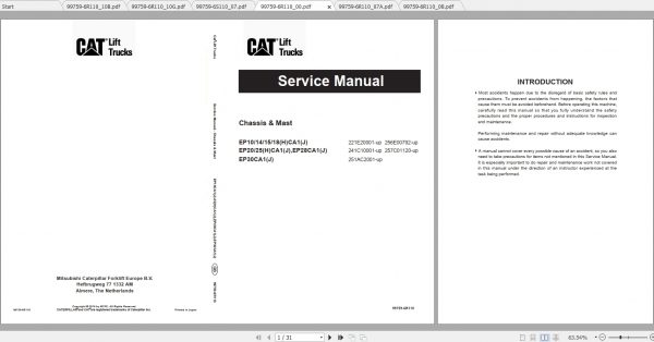 Caterpillar Lift Truck EP20CA1J Service Manuals 1