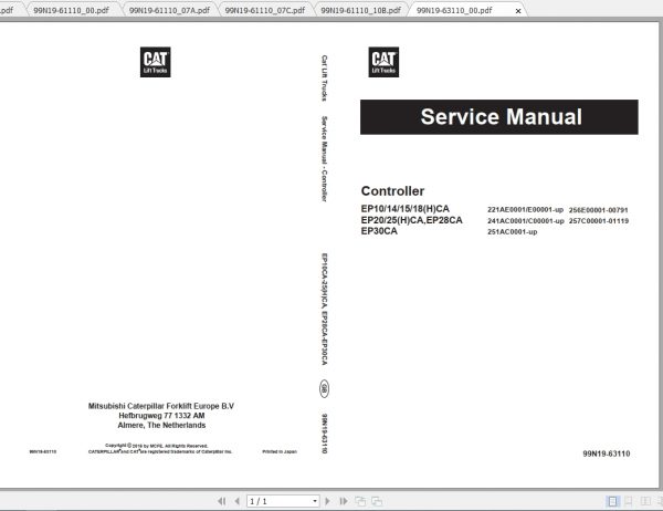 Caterpillar Lift Truck EP20CA Service Manuals 1