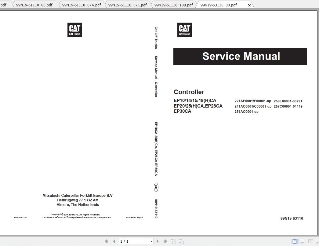 Caterpillar Lift Truck EP20CA Service Manuals 1