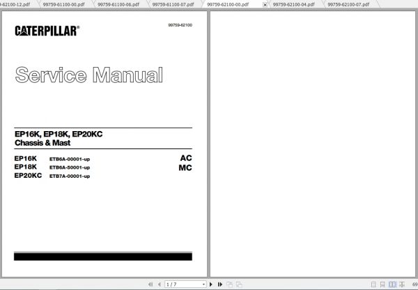 Caterpillar Lift Truck EP20KC Service Manuals 1