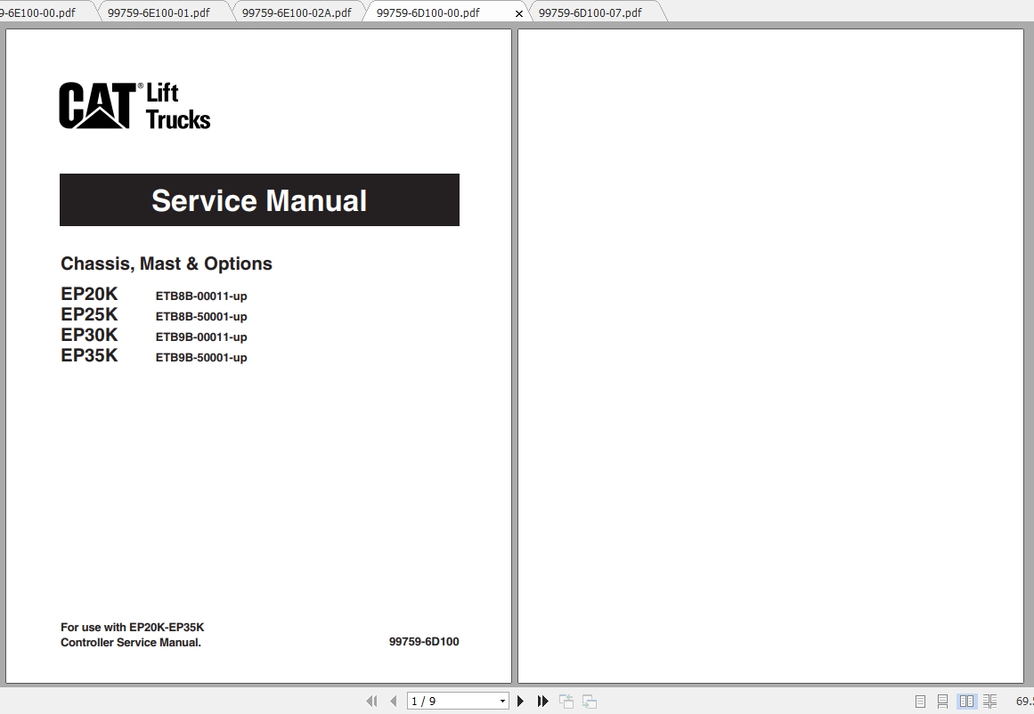 Caterpillar Lift Truck EP20K Service Manuals 1