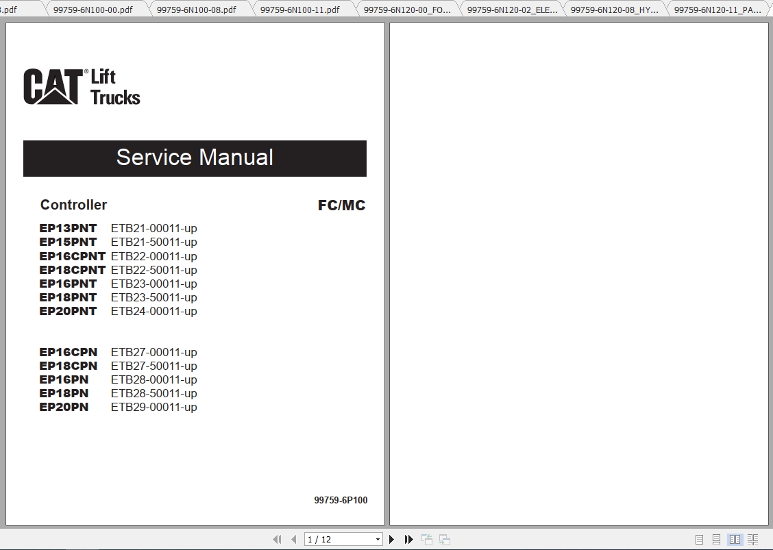 Caterpillar Lift Truck EP20PNT Service Manuals 1