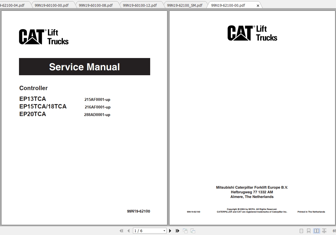 Caterpillar Lift Truck EP20TCA Service Manuals 1