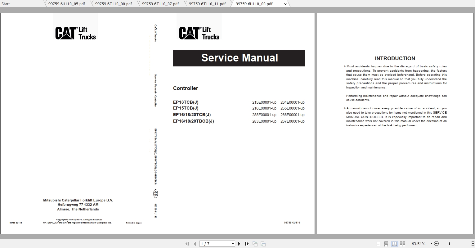 Caterpillar Lift Truck EP20TCBJ Service Manuals 1
