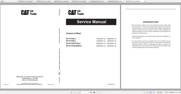 Caterpillar Lift Truck EP20TCB Service Manuals 1
