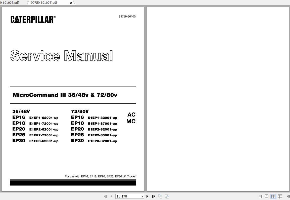Caterpillar Lift Truck EP20 72 80V MCIII Service Manuals 1