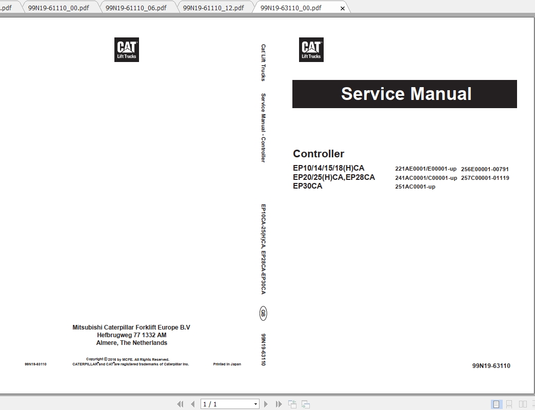 Caterpillar Lift Truck EP25CA Service Manuals 1