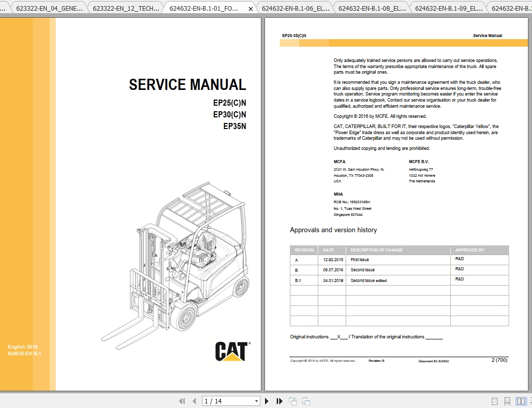 Caterpillar Lift Truck EP25CN Service Manuals 1