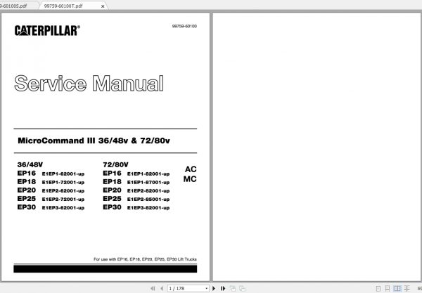 Caterpillar Lift Truck EP25 36 48V MCIII Service Manuals 1