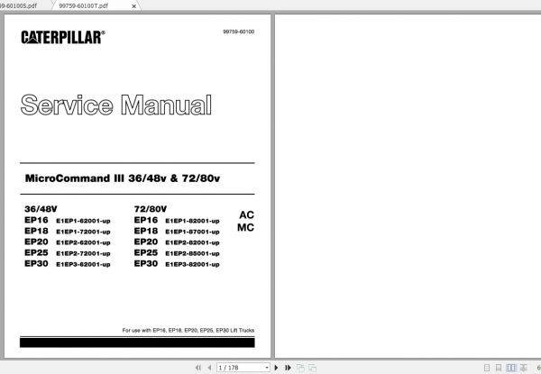 Caterpillar Lift Truck EP25 72 80V MCIII Service Manuals 1