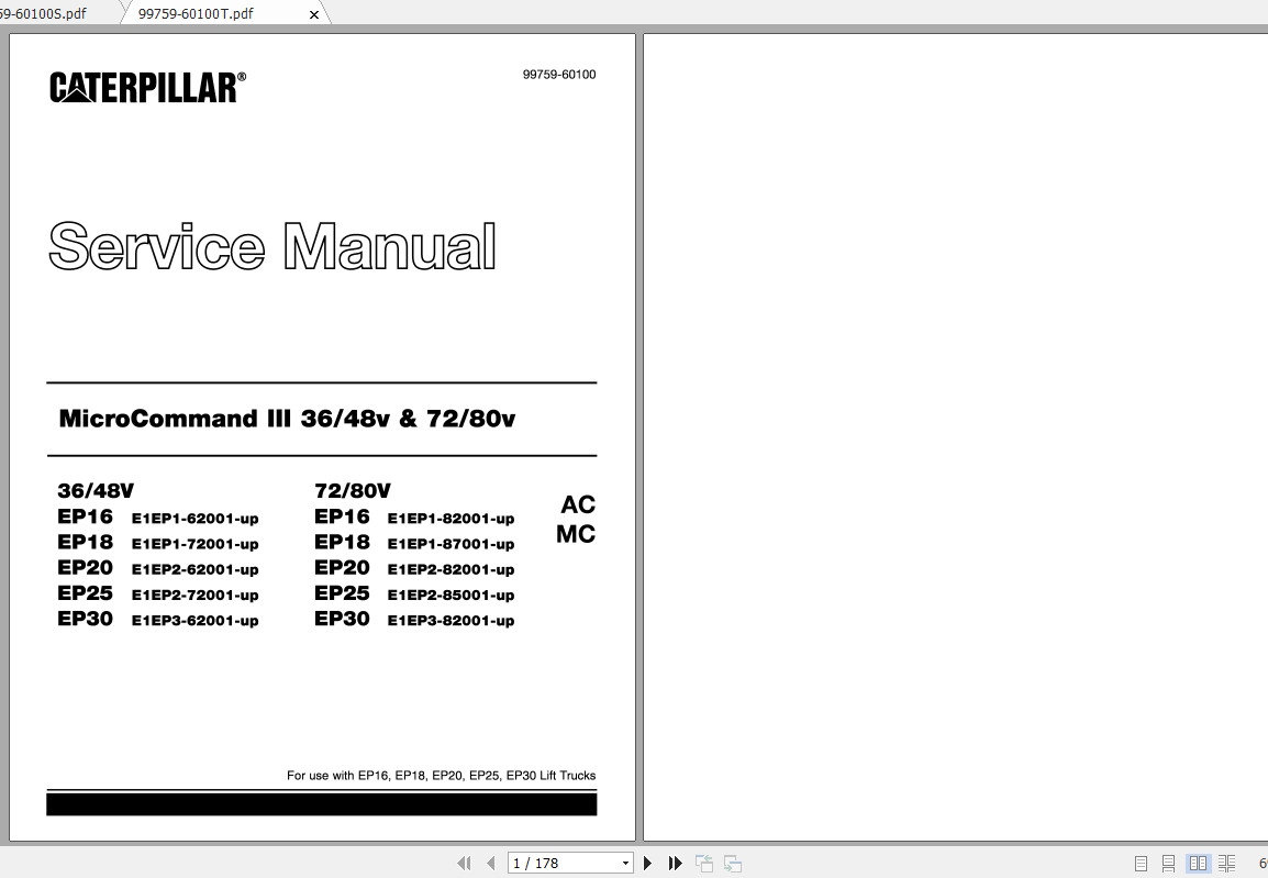 Caterpillar Lift Truck EP25 72 80V MCIII Service Manuals 1