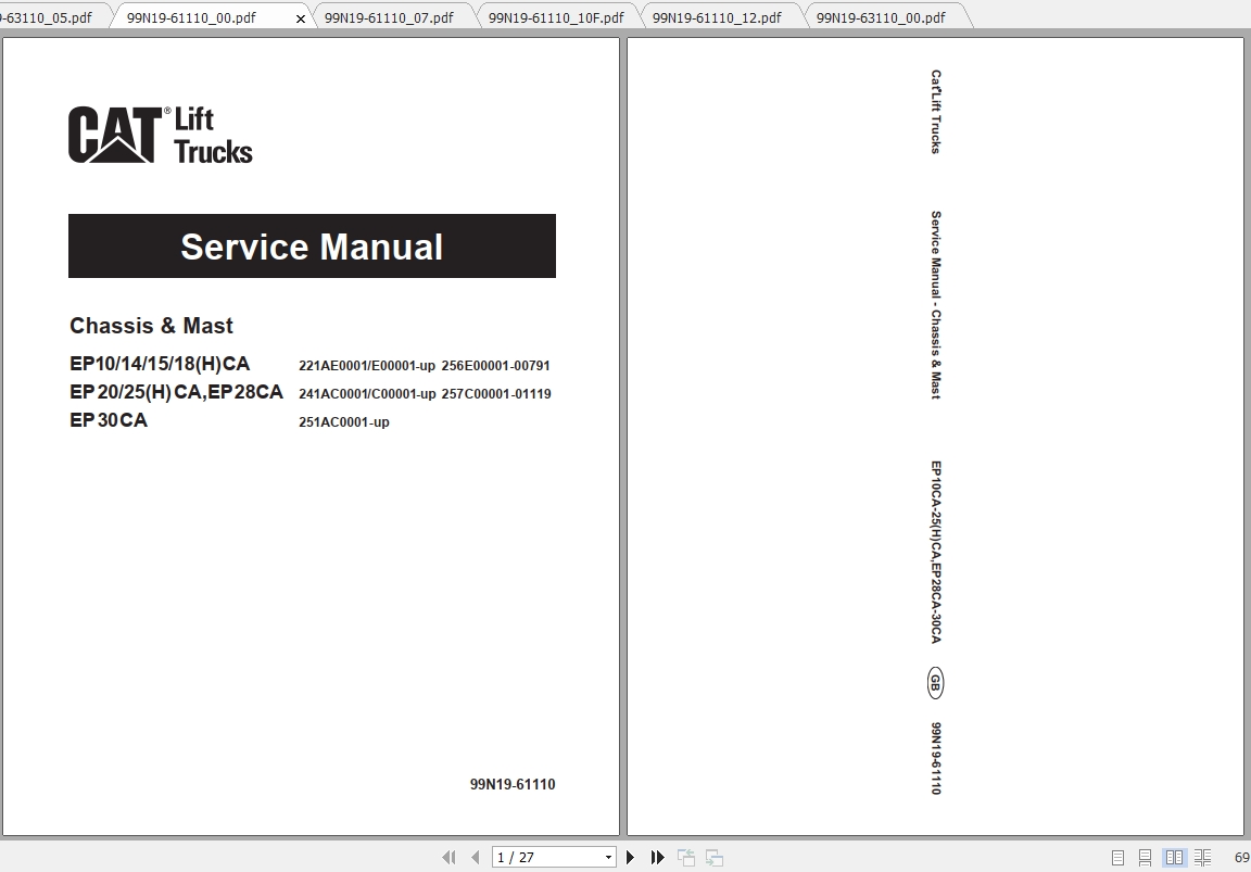 Caterpillar Lift Truck EP28CA Service Manuals 1