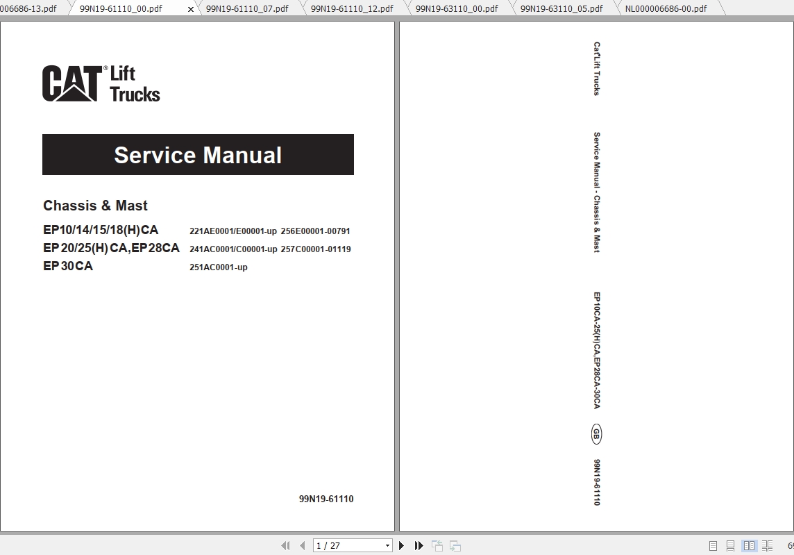 Caterpillar Lift Truck EP30CA Service Manuals 1