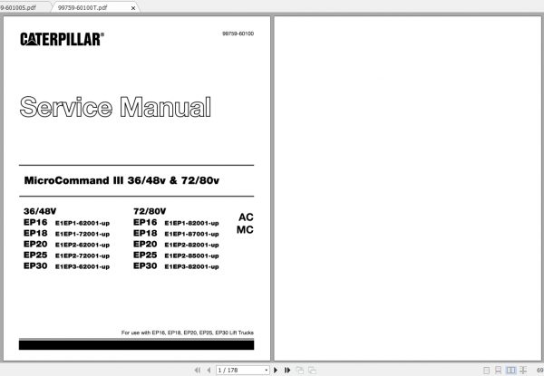 Caterpillar Lift Truck EP30 72 80V MCIII Service Manuals 1