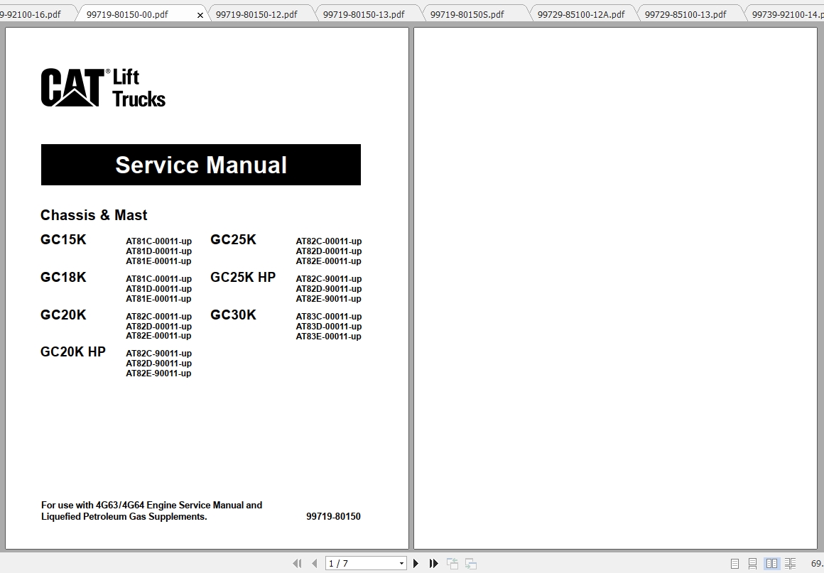 Caterpillar Lift Truck GC20K HP Service Manuals 1