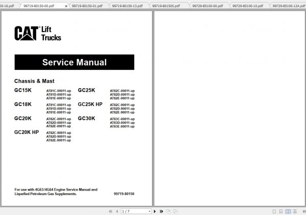 Caterpillar Lift Truck GC20K Service Manuals 1