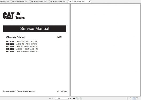 Caterpillar Lift Truck GC20N Service Manuals 1