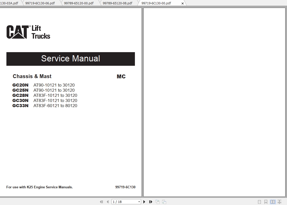 Caterpillar Lift Truck GC20N Service Manuals 1