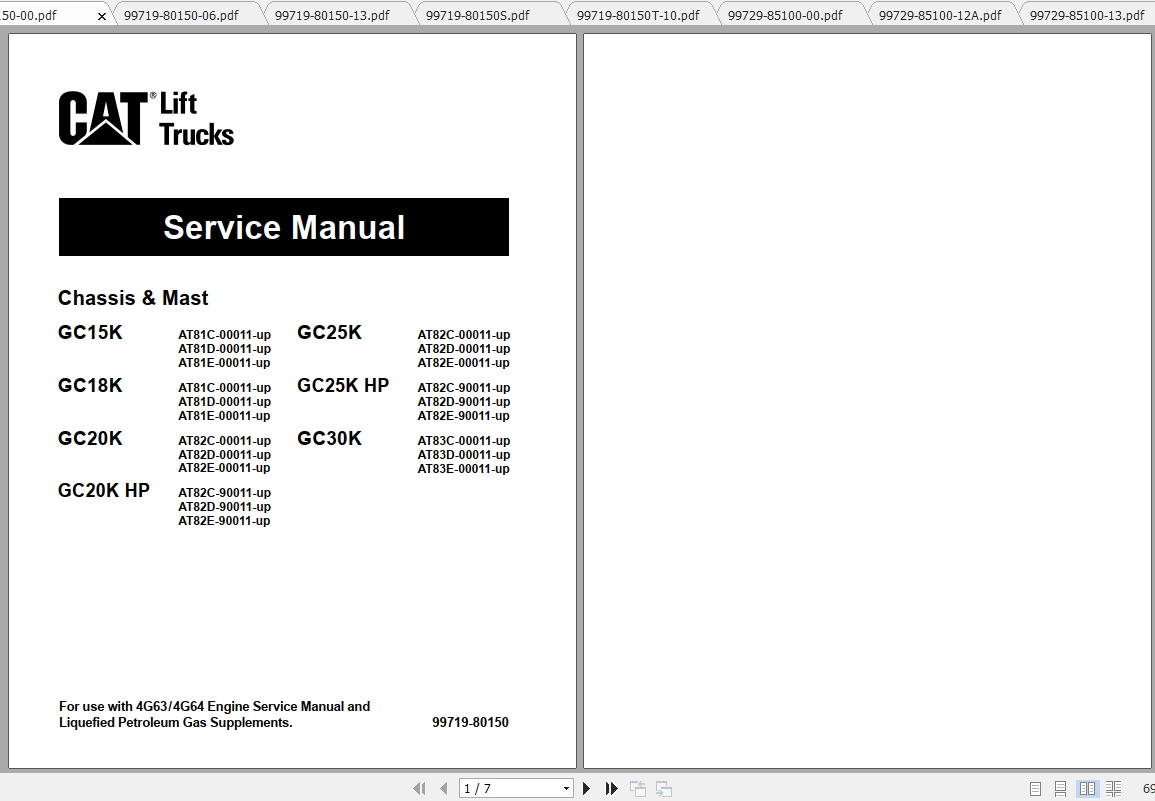 Caterpillar Lift Truck GC25K HP Service Manuals 1