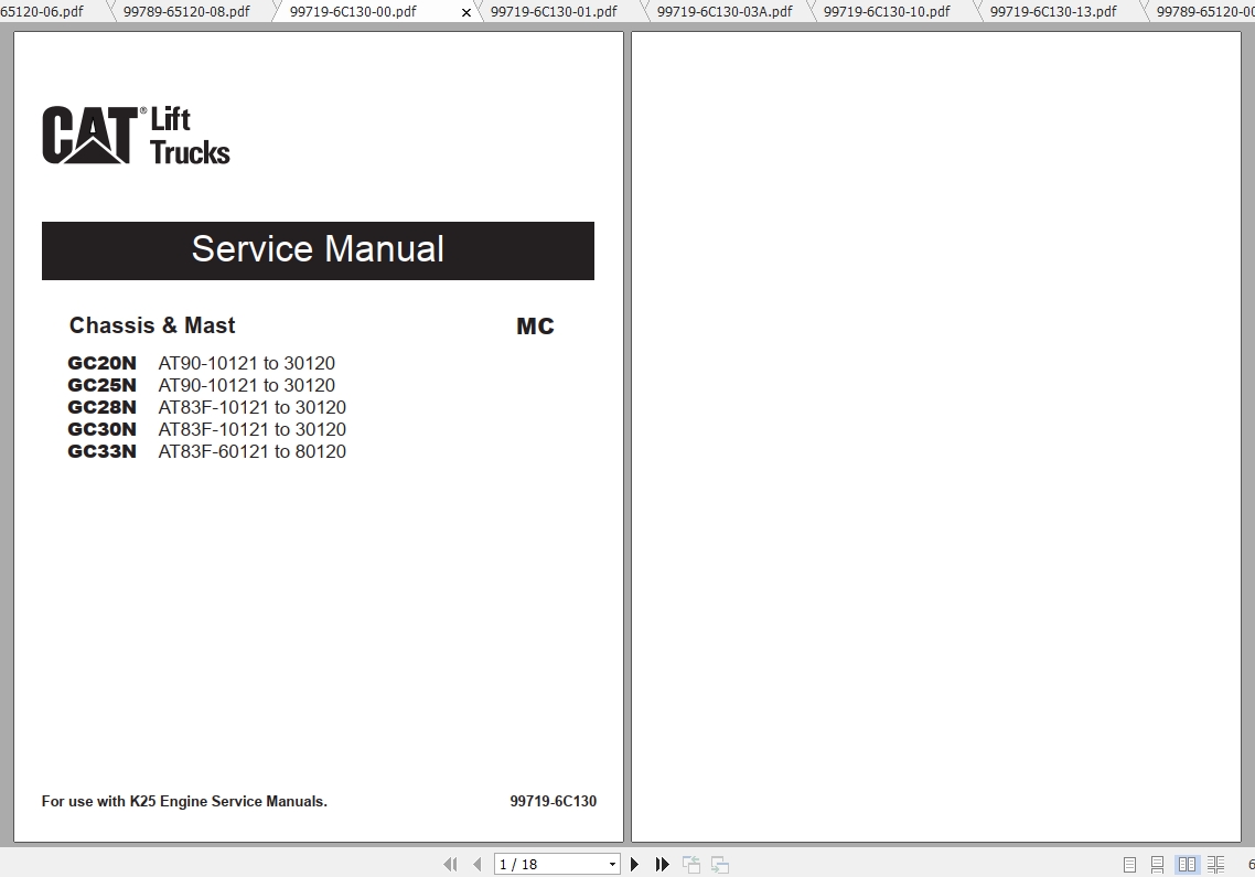 Caterpillar Lift Truck GC28N Service Manuals 1
