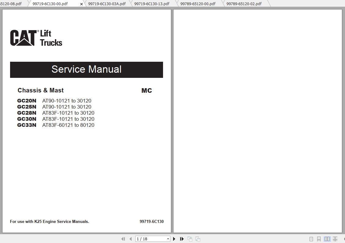 Caterpillar Lift Truck GC33N Service Manuals 1