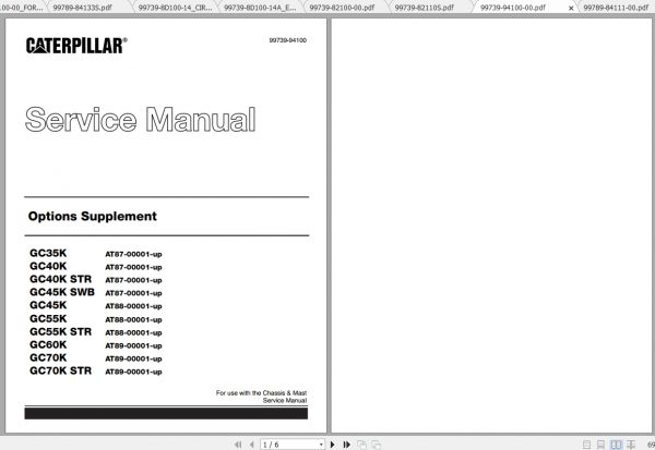 Caterpillar Lift Truck GC40K STR Service Manuals 2