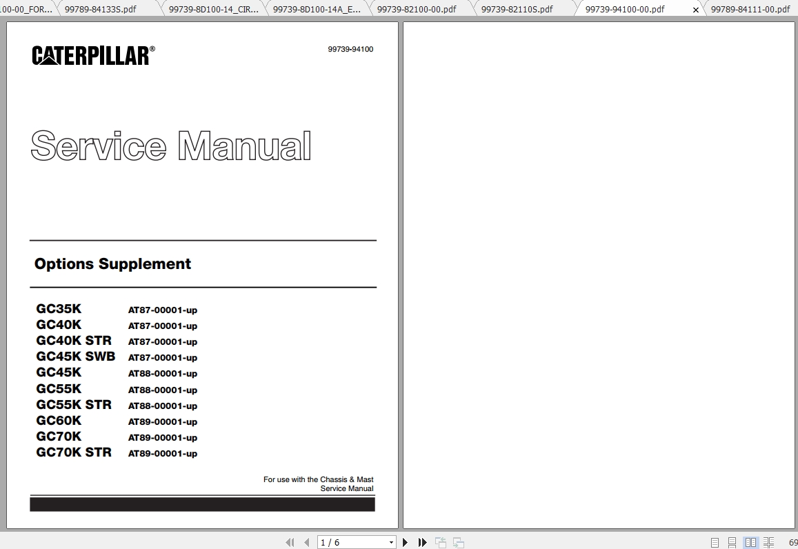 Caterpillar Lift Truck GC40K STR Service Manuals 2
