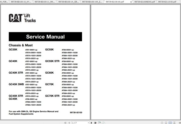 Caterpillar Lift Truck GC40K Service Manuals 2