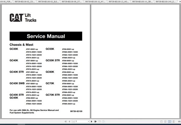 Caterpillar Lift Truck GC45K STR Service Manuals 1