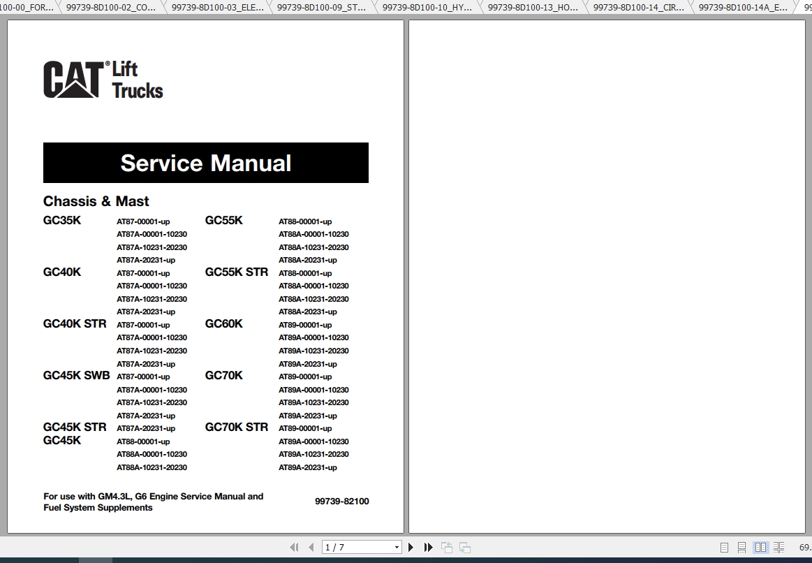 Caterpillar Lift Truck GC45K STR Service Manuals 1