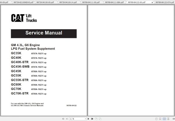 Caterpillar Lift Truck GC45K Service Manuals 1