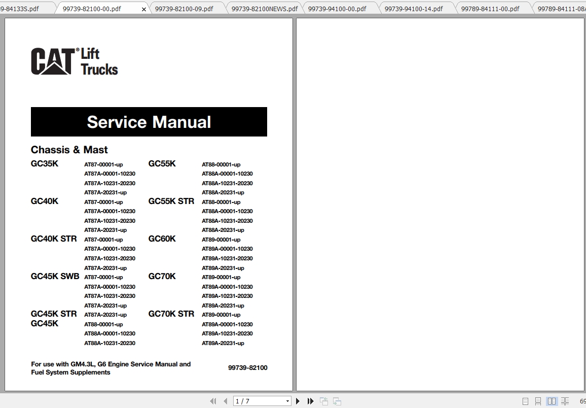 Caterpillar Lift Truck GC45K Service Manuals 2