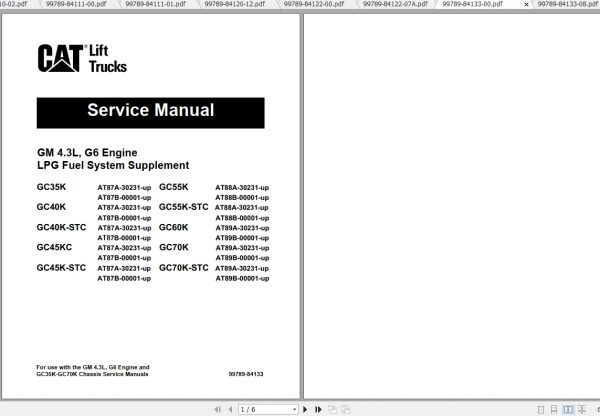 Caterpillar Lift Truck GC55K STR Service Manuals 1
